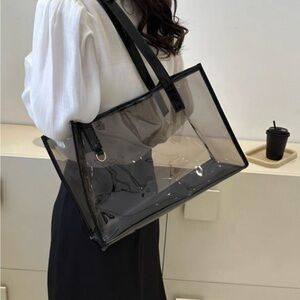 Transparent Tote Bag with Black Trim